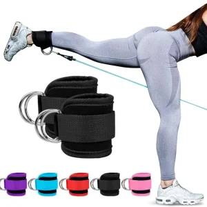 Cable Ankle Straps Double D-Ring Ankle Cuffs